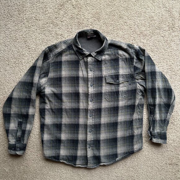 Wolverine Shirt Mens Large Long Button Up Point Collar Thermal Lined Checks - Picture 1 of 10